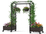 5.5 FT Raised Garden Bed with Trellis Self-Watering Planter Boxes with Lockable Wheels, 2 10437725