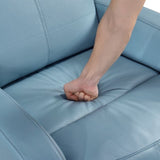 Glider Recliner Chair with Swivel Motion Blue Leather Upholstery Solid Wood Comfort Luxury Living B011P330087