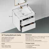 24" Wall-Mounted Bathroom Vanity with Sink, Floating Bathroom Storage Cabinet with Stone Resin W1573P211171