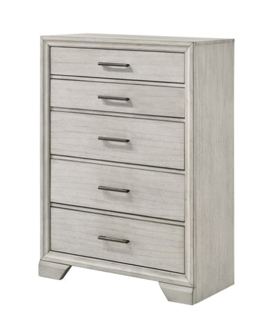 ZUN 1pc Contemporary Style Storage Drawers Chest Bedroom Solid Wood Wooden Furniture White Mist Finish B011P228950