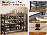5-Tier Shoe Rack with Wooden Top, Metal Storage Shelf for 16-20 Pairs, Rust-Resistant Entryway Shoe 80005378