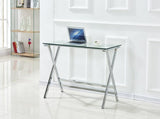 Glass Computer Desk, Transparent Tempered Glass Laptop Table with Rounded Edges Desks, Sofa Table W1718P303836
