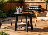 2-Tier Eucalyptus Wood Patio Side Table, Rustic Slatted Outdoor End Table with Bottom Storage Shelf, 79458197