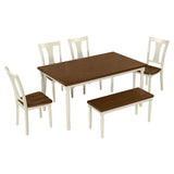 ZUN Classic 6-Piece Dining Set Wooden Table and 4 Chairs with Bench for Kitchen Dining Room 74189372