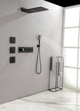 Wall Mounted Waterfall Rain Shower System With 3 Body Sprays & Handheld Shower TH-78109-MB