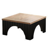 ZUN Modern Rustic Wooden Coffee Table with Black Base – Solid Wood Top and Arch Design Legs, Perfect for W2729P199000