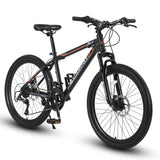 24 Inch Mountain Bike Boys Girls, Steel Frame, Shimano 21 Speed Mountain Bicycle with Daul Disc 41775886