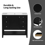 36" Bathroom Vanity without Sink, Cabinet Base Only, One Cabinet and three Drawers, Black WF306244AAB