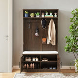 ZUN Wood Coat Rack, Storage Shoe Cabinet, with Clothes Hook, with Sponge Pad Product, Multiple Storage 36428538