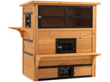 Yellow and Black Wooden Outdoor Cat House, 3-Tier Multi-Level Layout with 5 Convenient Access Doors 98099877