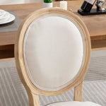 ZUN A&A Furniture,French Style Solid Wood Frame Antique Painting Linen Fabric Back Dining Chair,Set of W1143141070