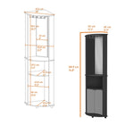 ZUN Chicago 75" H Mirrored Corner Bar Cabinet, With Glass Doors, Two Shelves and Stemware Black B200P242415