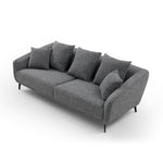 ZUN 3 Seater Sofa Couch, Modern Fabric Upholstered Sofa with Three Cushions, 2 Pillows, Dark Grey W876112687