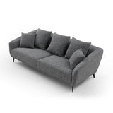 ZUN 3 Seater Sofa Couch, Modern Fabric Upholstered Sofa with Three Cushions, 2 Pillows, Dark Grey W876112687