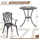 ZUN 3 Piece Bistro Table Set Cast Aluminum Outdoor Patio Furniture with Umbrella Hole Patio Balcony, W2505P151717