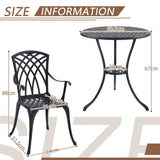 ZUN 3 Piece Bistro Table Set Cast Aluminum Outdoor Patio Furniture with Umbrella Hole Patio Balcony, W2505P151717