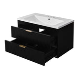 ZUN 30'' Wall Mounted Bathroom Vanity with Resin Sink,Floating Bathroom Storage Cabinet with 2 Drawers, N710P177301B