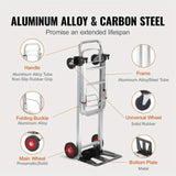 Folding Hand Truck, 2 in 1 Aluminum Design 250-400 lbs Capacity, Heavy Duty Industrial Collapsible 68241134