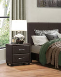 Contemporary Design 1pc Bedroom Furniture Two Drawers Nightstand Silver Tone Bar Pulls Faux Leather B011P183623