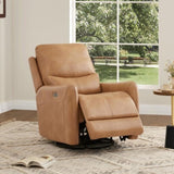 Dublin 30" Swivel Power Recliner Arm Chair Saddle Brown Faux Leather B2719P328580