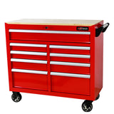 9 DRAWERS MULTIFUNCTIONAL TOOL CART WITH WHEELS AND WOODEN TOP W1102139230
