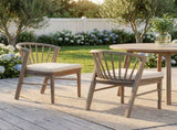 Outdoor Dining Chairs Set of 2, Acacia Wood Patio Chairs with Cream Washable Cushion,for Backyard, N762P389932K
