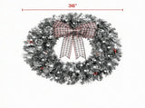36" Holiday Wreath with Bow, Berries, Pinecones & 8 Modes 12156605