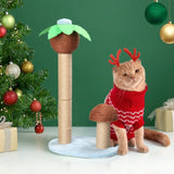 ZUN 27.5in Coconut Palm Tree Cat Scratching Post, Cute Cat Scratcher with Natural Sisal Posts & Dangling 19365590