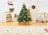 Handcrafted Openwork Woven Hyacinth Wicker Christmas Tree Collar - Rattan Xmas Tree Skirt & Stand 96970668