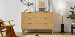 ZUN Bedroom Dresser, 6 Double Dressers with Wavy Drawers, Wooden Chest of Drawers for Children's Room, W1162P190403