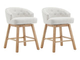 32.25" Swivel Counter Stools Set of 2, Upholstered Counter Height Bar Stools with Solid Rubber Wood N780P504556A
