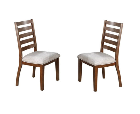 ZUN Walnut Finish Traditional Style Side Chairs Set of 2pc Wooden Frame Ladder Back Design Dining Room B011P222861