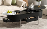 U-Can 47.2''Lift Top Coffee Table with 360-degree Marble-patterned rotating tray,Hidden Compartment, N724P228920B