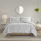 King/Cal King 3 Piece Tufted Woven Medallion Comforter Set B035128858