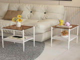 Set of 2 Rectangle End Table, Tempered Glass Tabletop with MDF layer, Modern Table for Living Room , W241P184254