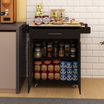 ZUN Kitchen island rolling trolley cart with 1 drawer & 2 doors with Adjustable Shelves & towel rack & W282P184187