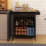 ZUN Kitchen island rolling trolley cart with 1 drawer & 2 doors with Adjustable Shelves & towel rack & W282P184187