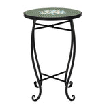 ZUN Mosaic Round Terrace Bistro Table Green Flowers Mosaic 27524992