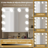 Large Makeup Vanity with Lights, Vanity Table with Charging Station, Vanity Desk with Mirror and 10 28093382