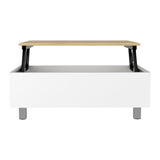 Aran Lift Top Coffee Table, Storage Compartment, White / Light Oak B097132901