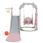 ZUN Kids Swing and Slide Set 3-in-1 Slide with Basketball Hoop for Indoor and Outdoor Activity Center, W2181139395