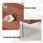 ZUN Walnut Colored MDF Coffee Table - 39.3"x21.6" with Tempered Glass Legs.Density Board W1151P233516