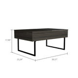 Lift Top Coffee Table, One Drawer, Two Legs, Carbon Espresso / Onyx B097133192