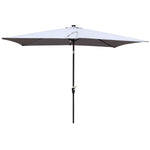 ZUN 10 x 6.5t Rectangular Patio Solar LED Lighted Outdoor Umbrellas with Crank and Push Button Tilt for 64983573