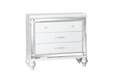 Sterling Modern style Mirror Framed Nightstand Made with Wood in White 808857739766