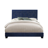 Dark Blue Eastern King Panel Bed with Nailhead Trim B062P208992
