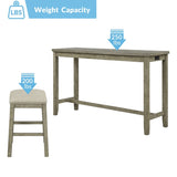 ZUN TOPMAX 4 Pieces Counter Height Table with Fabric Padded Stools,Rustic Bar Dining Set with WF326001AAE