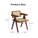 Modern Mid Century Dining Set of 2, Rattan Accent, Comfy Armchairs, Outdoor Wood W3101P314635