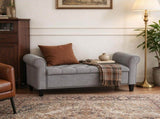 50 Inch End of Bed Storage , Button Tufted Bench with Rolled Arms & Wood Legs 48242345
