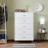 White 5-Drawer Chest with Single Handles B062P209028